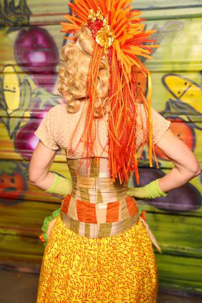Petite Wench Corset in Taco Tuesday Geometry -  "Taco Monday! Celebrating 22 Years of Damsel"