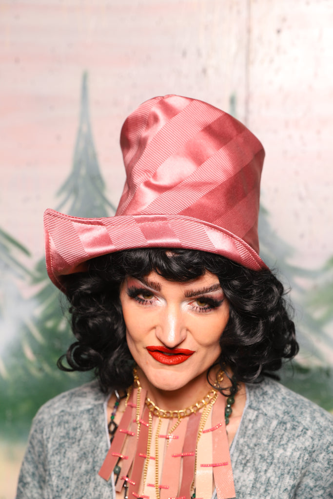 Regency Top Hat in Candy Pink Matte and Satin Stripe - Day 9 of 12 Days of Damsel Christmas 2025