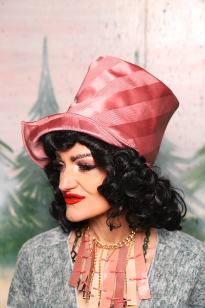 Regency Top Hat in Candy Pink Matte and Satin Stripe - Day 9 of 12 Days of Damsel Christmas 2025