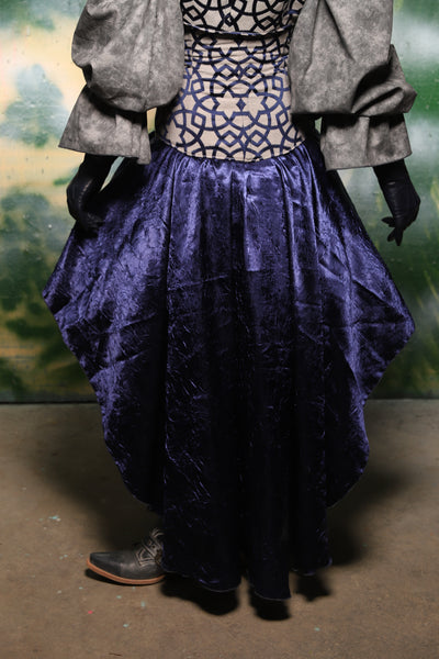 Crescent Skirt w/Ruffles in Navy Crushed Satin - Day 1 of 12 Days of Christmas