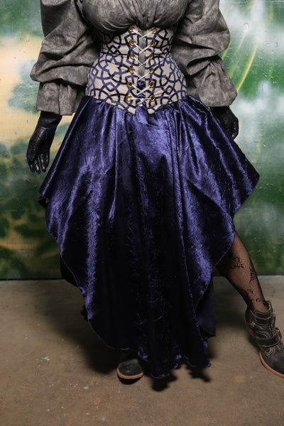 Crescent Skirt w/Ruffles in Navy Crushed Satin - Day 1 of 12 Days of Christmas