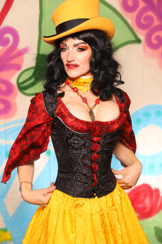 Maiden Bodice in Black Filigree Jacquard - The "Twisted Tea Party" Collection