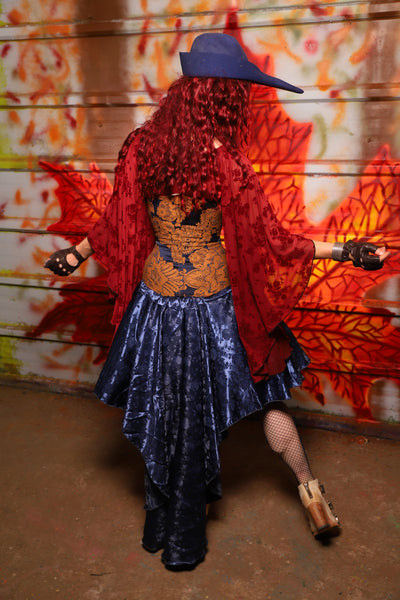 02. Apron Skirt in Indigo Rose Satin - The Sensual Solstice Collection