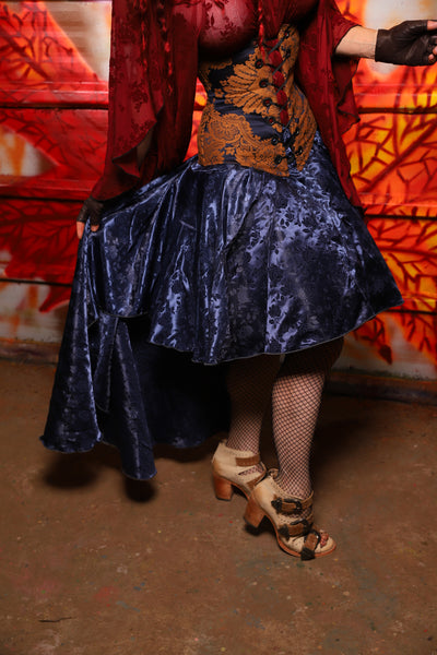 02. Apron Skirt in Indigo Rose Satin - The Sensual Solstice Collection