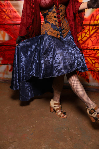 02. Apron Skirt in Indigo Rose Satin - The Sensual Solstice Collection