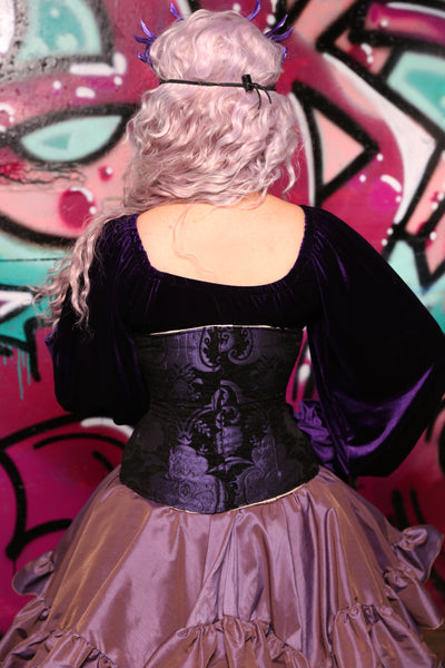 Petite Wench Corset in Purple and Black Medallion #29 - The Orchid Oracle Collection