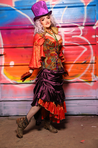 36. Swoon Skirt w/ruffle in Ravenwine Satin - A Chest Full of Jewels Collection