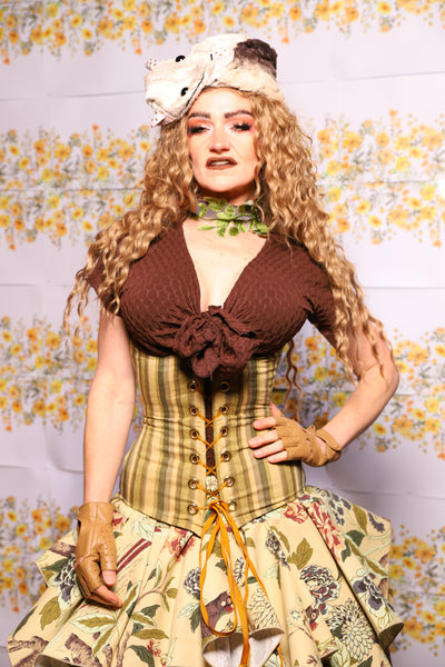67. Wench Corset In Olive Stripe - The Leave It To Beaver Collection