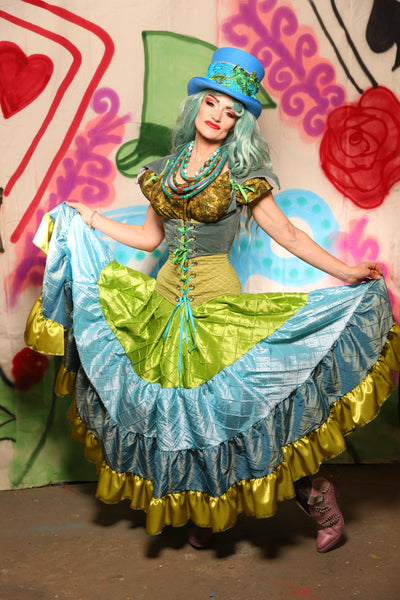 Broomstick Skirt in Chartreuse Spell - The "Twisted Tea Party" Collection