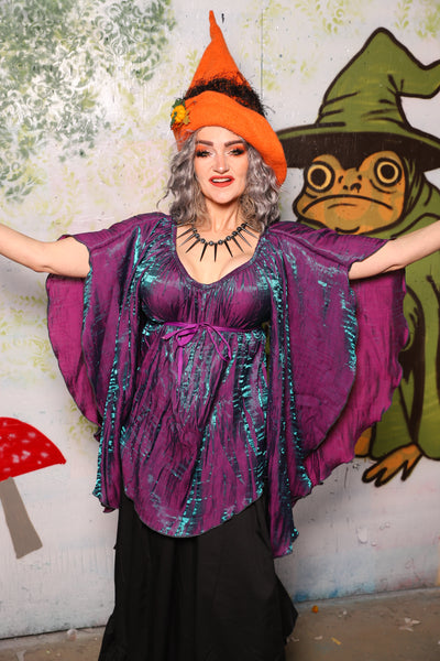 Classic Blouse w/Waterfall Sleeves in Unicorn Crushed Iridescent Shimmer - Spooky Saturday Part 2