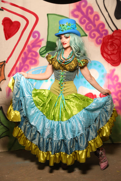 Broomstick Skirt in Chartreuse Spell - The "Twisted Tea Party" Collection