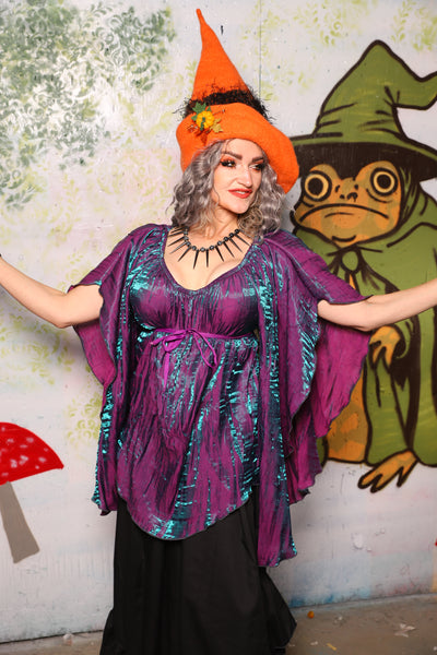 Classic Blouse w/Waterfall Sleeves in Unicorn Crushed Iridescent Shimmer - Spooky Saturday Part 2