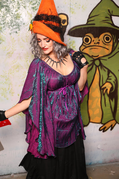 Classic Blouse w/Waterfall Sleeves in Unicorn Crushed Iridescent Shimmer - Spooky Saturday Part 2
