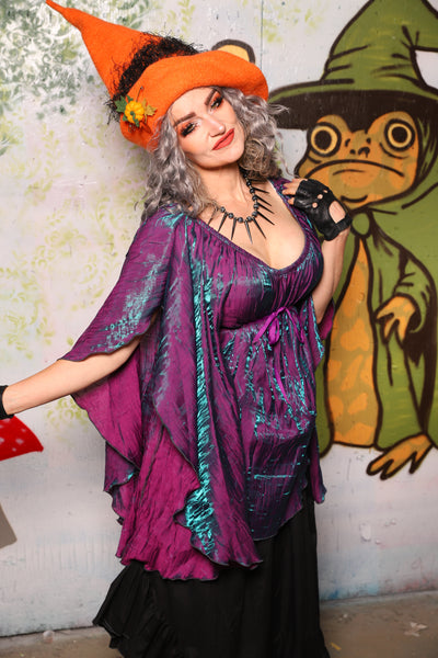 Classic Blouse w/Waterfall Sleeves in Unicorn Crushed Iridescent Shimmer - Spooky Saturday Part 2