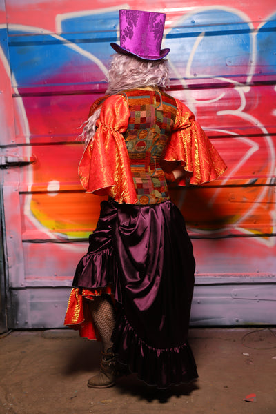 36. Swoon Skirt w/ruffle in Ravenwine Satin - A Chest Full of Jewels Collection