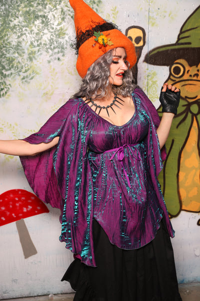Classic Blouse w/Waterfall Sleeves in Unicorn Crushed Iridescent Shimmer - Spooky Saturday Part 2