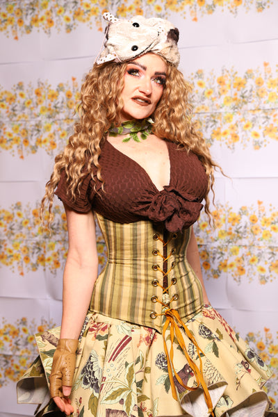 67. Wench Corset In Olive Stripe - The Leave It To Beaver Collection