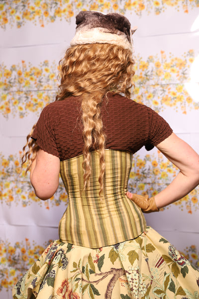 67. Wench Corset In Olive Stripe - The Leave It To Beaver Collection