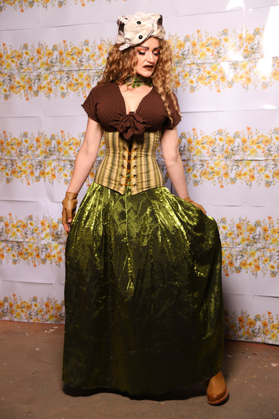 58. Tulip Skirt In Crushed Olive Shimmer - The Leave It To Beaver Collection