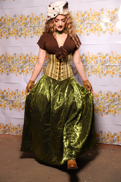 58. Tulip Skirt In Crushed Olive Shimmer - The Leave It To Beaver Collection