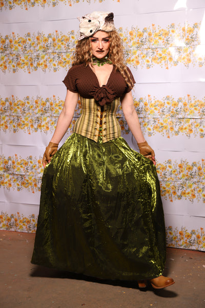 58. Tulip Skirt In Crushed Olive Shimmer - The Leave It To Beaver Collection
