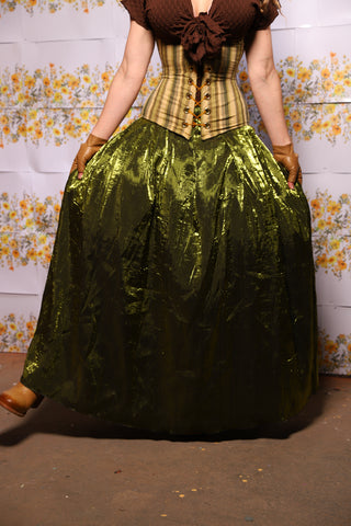 58. Tulip Skirt In Crushed Olive Shimmer - The Leave It To Beaver Collection