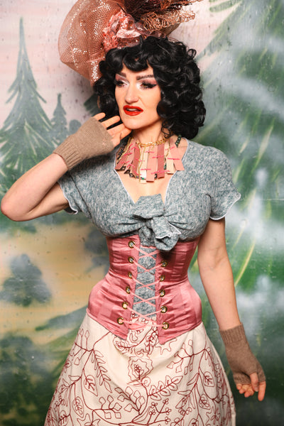 Petite Wench Corset in Candy Pink Matte and Satin Stripe - Day 9 of 12 Days of Damsel Christmas 2025