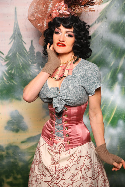 Petite Wench Corset in Candy Pink Matte and Satin Stripe - Day 9 of 12 Days of Damsel Christmas 2025