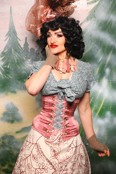 Petite Wench Corset in Candy Pink Matte and Satin Stripe - Day 9 of 12 Days of Damsel Christmas 2025