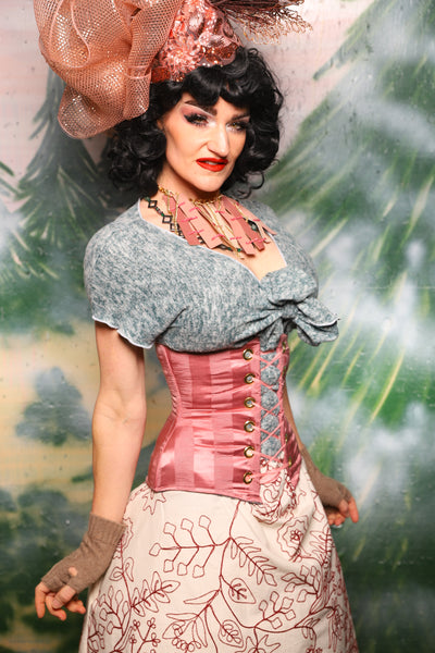 Petite Wench Corset in Candy Pink Matte and Satin Stripe - Day 9 of 12 Days of Damsel Christmas 2025