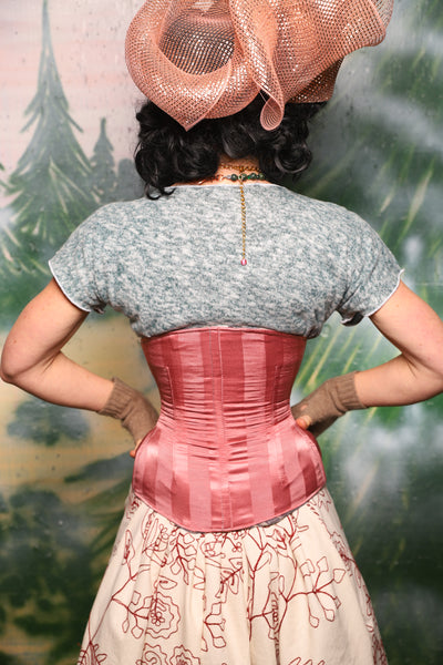 Petite Wench Corset in Candy Pink Matte and Satin Stripe - Day 9 of 12 Days of Damsel Christmas 2025