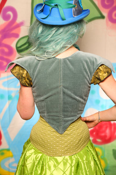 Cropped Elf Underbust in Sea Foam Velvet - The "Twisted Tea Party" Collection