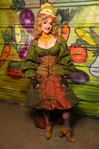 NEW Apron Skirt in Two-Tone Tangerine & Green Pintuck -"Taco Monday! Celebrating 22 Years of Damsel"