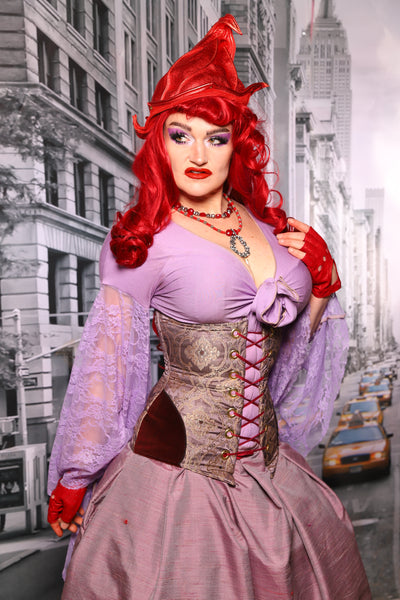 Torian Corset w/Hipster Patches in Dusty Plum Damask #82 - The "Menis to Sasiete" Collection