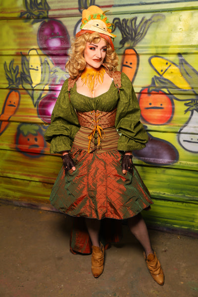 NEW Apron Skirt in Two-Tone Tangerine & Green Pintuck -"Taco Monday! Celebrating 22 Years of Damsel"