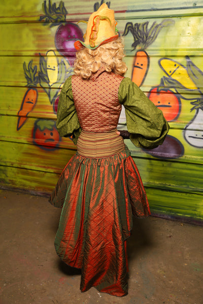 NEW Apron Skirt in Two-Tone Tangerine & Green Pintuck -"Taco Monday! Celebrating 22 Years of Damsel"