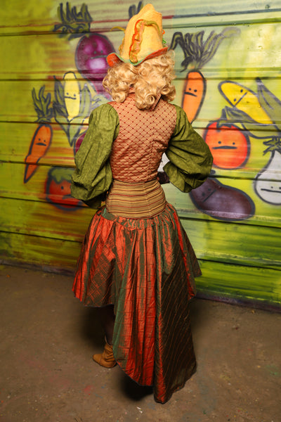 NEW Apron Skirt in Two-Tone Tangerine & Green Pintuck -"Taco Monday! Celebrating 22 Years of Damsel"