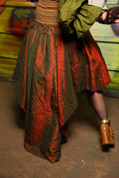 NEW Apron Skirt in Two-Tone Tangerine & Green Pintuck -"Taco Monday! Celebrating 22 Years of Damsel"