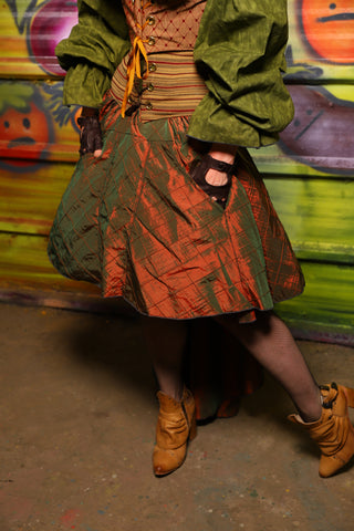 NEW Apron Skirt in Two-Tone Tangerine & Green Pintuck -"Taco Monday! Celebrating 22 Years of Damsel"