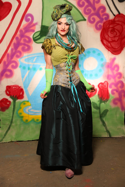 Tulip Skirt in Dark Emerald Taffeta - The "Twisted Tea Party" Collection