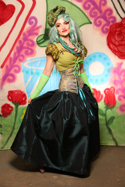 Tulip Skirt in Dark Emerald Taffeta - The "Twisted Tea Party" Collection