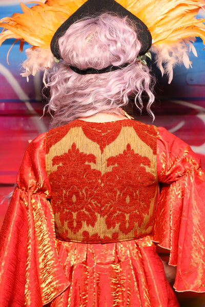 08. Cropped Courtier Overbust in Redwood Damask Chenille – A Chest Full of Jewels Collection