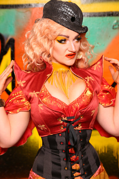 Cropped Faerie Overbust Corset in Red Dragonfly #15 - The Ring of Fire Collection