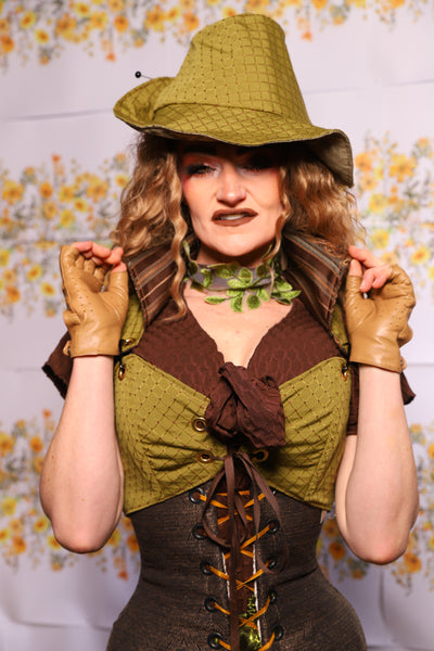 14. Cropped Courtier Corset In Olive Diamond – The Leave It To Beaver Collection