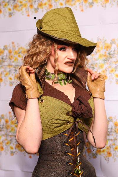 14. Cropped Courtier Corset In Olive Diamond – The Leave It To Beaver Collection