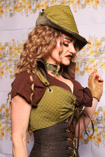 14. Cropped Courtier Corset In Olive Diamond – The Leave It To Beaver Collection