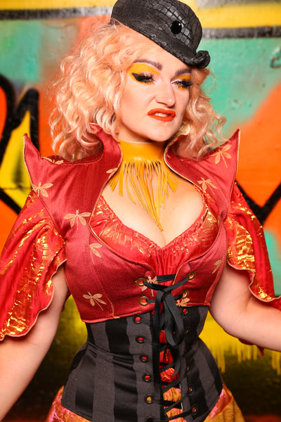 Cropped Faerie Overbust Corset in Red Dragonfly #15 - The Ring of Fire Collection