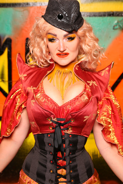 Cropped Faerie Overbust Corset in Red Dragonfly #15 - The Ring of Fire Collection