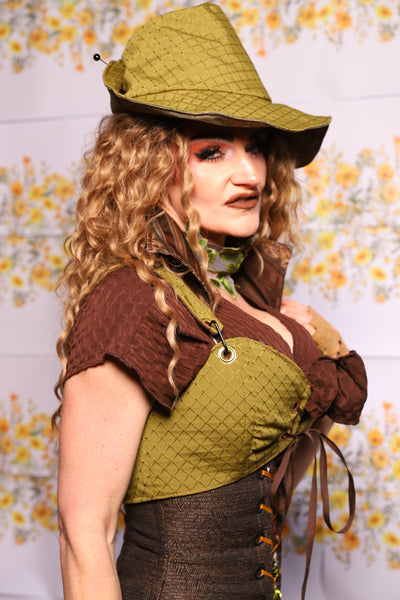 14. Cropped Courtier Corset In Olive Diamond – The Leave It To Beaver Collection