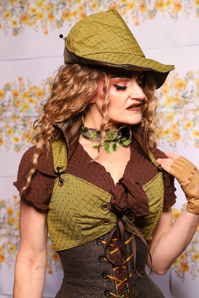 14. Cropped Courtier Corset In Olive Diamond – The Leave It To Beaver Collection
